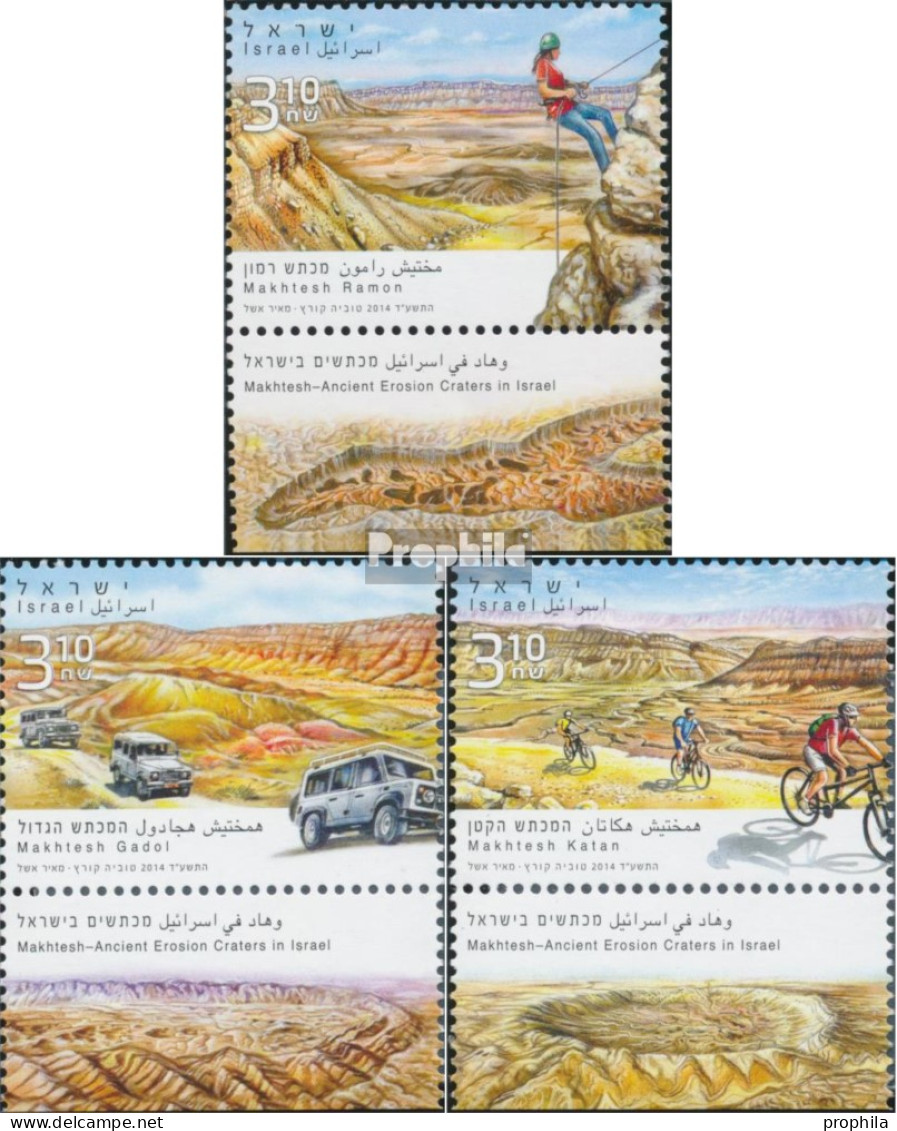 Israel 2399-2401 Mit Tab (kompl.Ausg.) Postfrisch 2014 Erosionskrater Der Negevwüste - Unused Stamps (with Tabs)