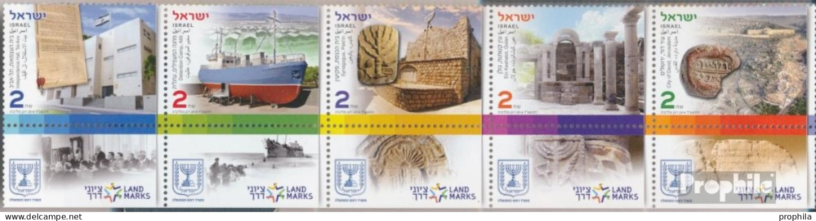 Israel 2394-2398 Fünferstreifen (kompl.Ausg.) Mit Tab Postfrisch 2014 Sehenswürdigkeiten - Ungebraucht (mit Tabs)