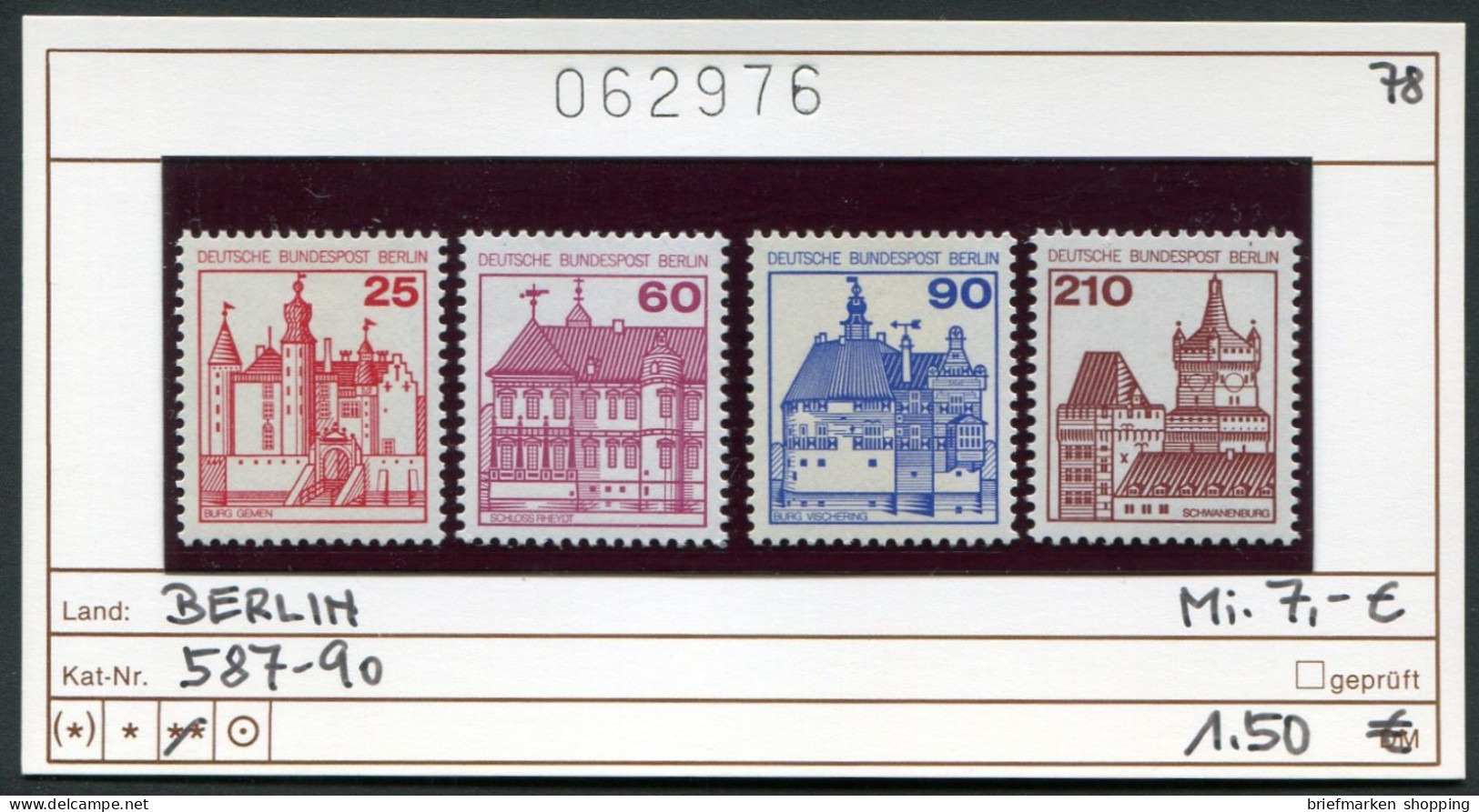 Berlin 1978 - Deutschland 1978 - Germany 1978 - Allemagne 1978 - Michel 587-590 - ** Mnh Neuf Postfris - Unused Stamps