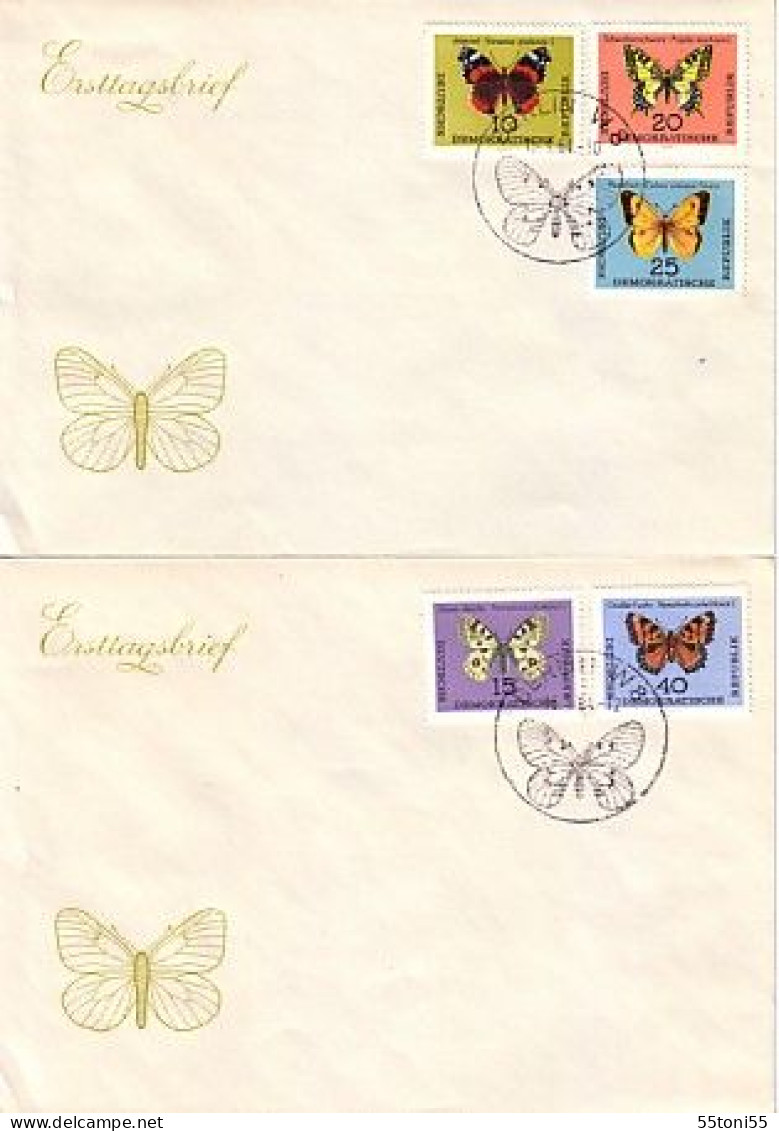1964  Papillons / Butterflies Mi.- 1004 /08 – 2 FDC Germany (DDR) - Papillons