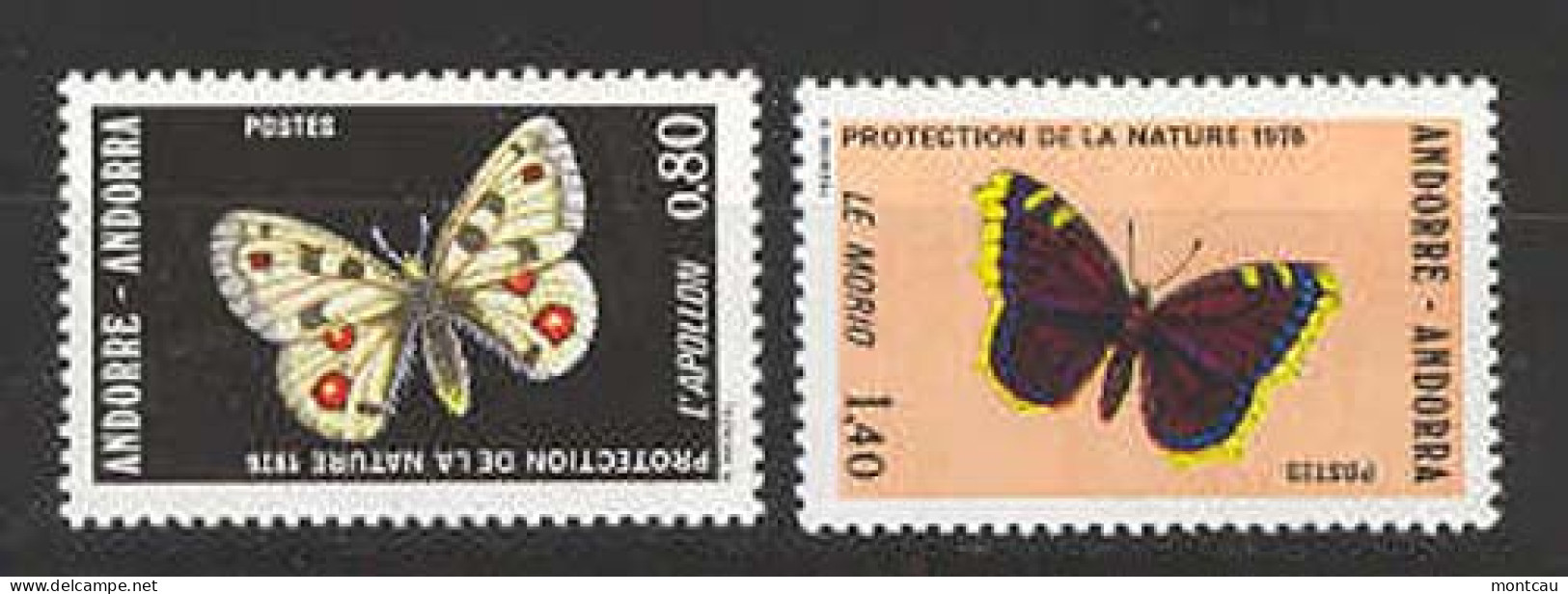 Andorra -Franc 1976 Mariposas Y=258-59 E=279-80 - Vlinders
