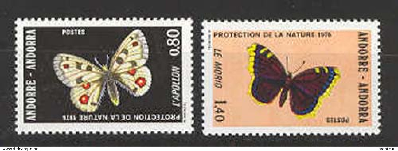 Andorra -Franc 1976 Mariposas Y=258-59 E=279-80 - Papillons