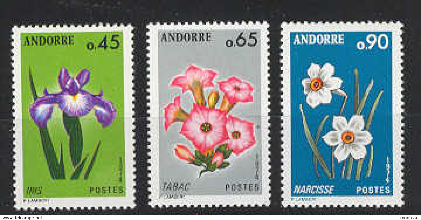 Andorra -Franc 1974 Flores Y=234-36 E=255-57 (**) - Ongebruikt