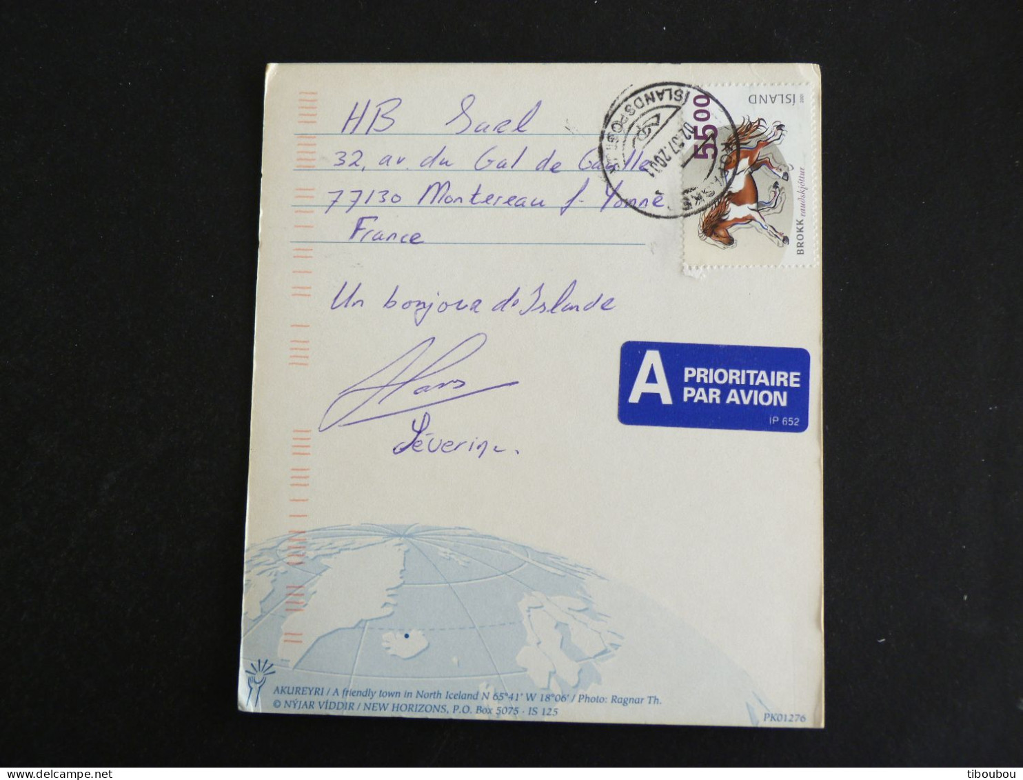 ISLANDE ISLAND ICELAND AVEC YT 915C CHEVAL BROKK HORSE PFERD - AKUREYRI - Lettres & Documents