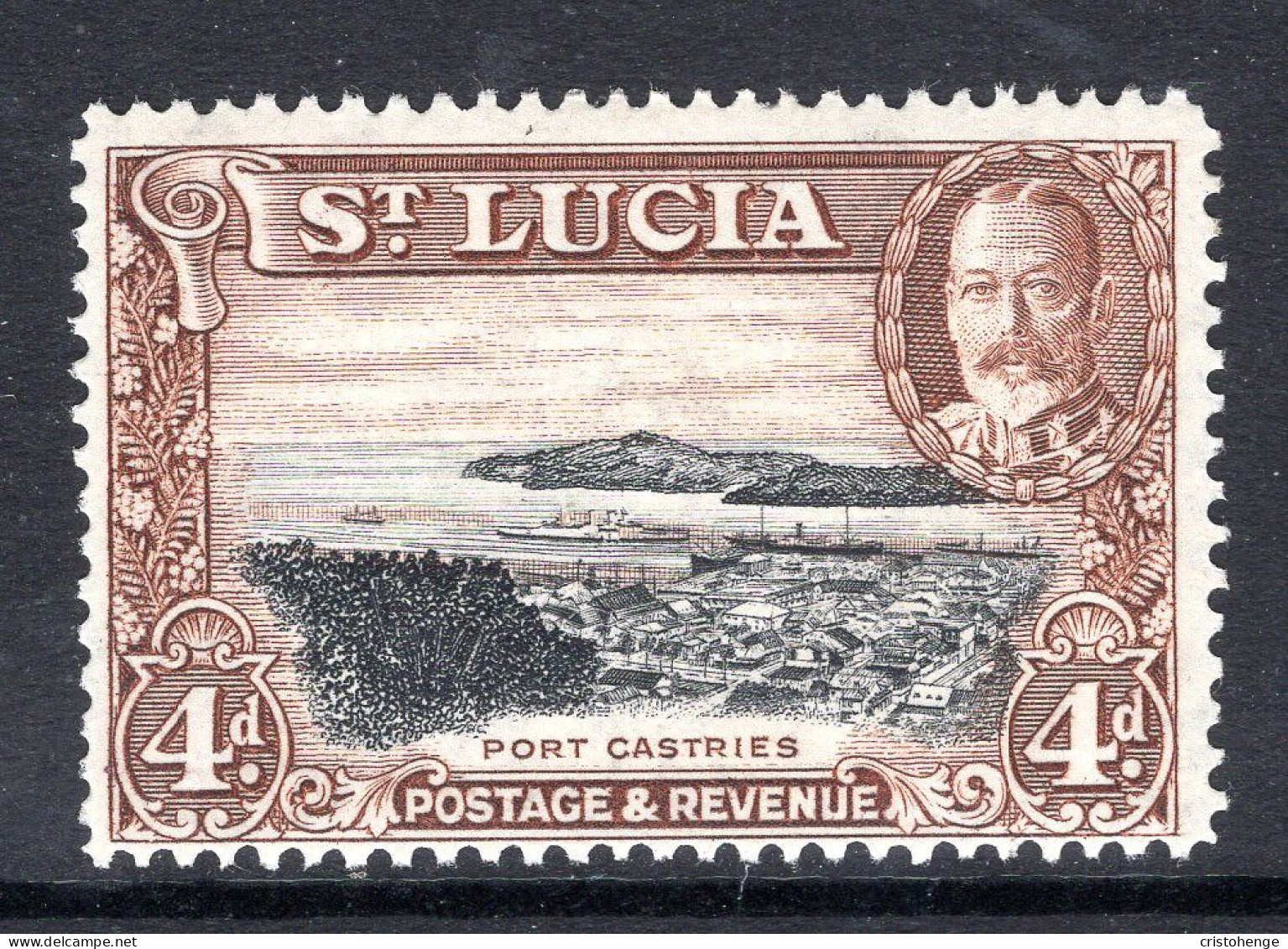 St Lucia 1936 KGV Pictorials - P.14 - 4d Port Castries HM (SG 119) - Ste Lucie (...-1978)