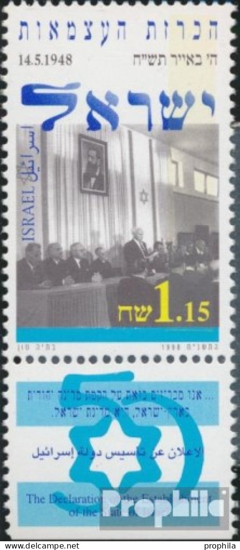 Israel 1462C Mit Tab (kompl.Ausg.) Postfrisch 1998 Ausrufung Des Staates Israel - Ungebraucht (mit Tabs)