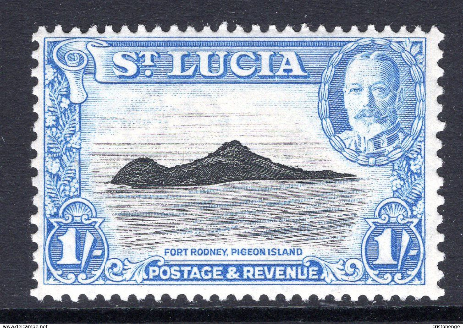 St Lucia 1936 KGV Pictorials - P.14 - 1/- Fort Rodney, Pigeon Island HM (SG 121) - Ste Lucie (...-1978)