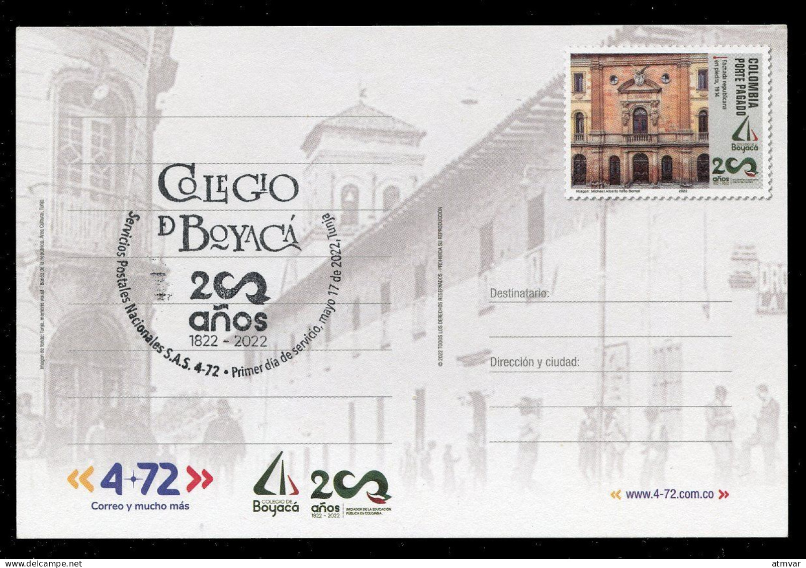 COLOMBIA (2022) Carte Maximum Card - Colegio De Boyacá, école, School - Colombia