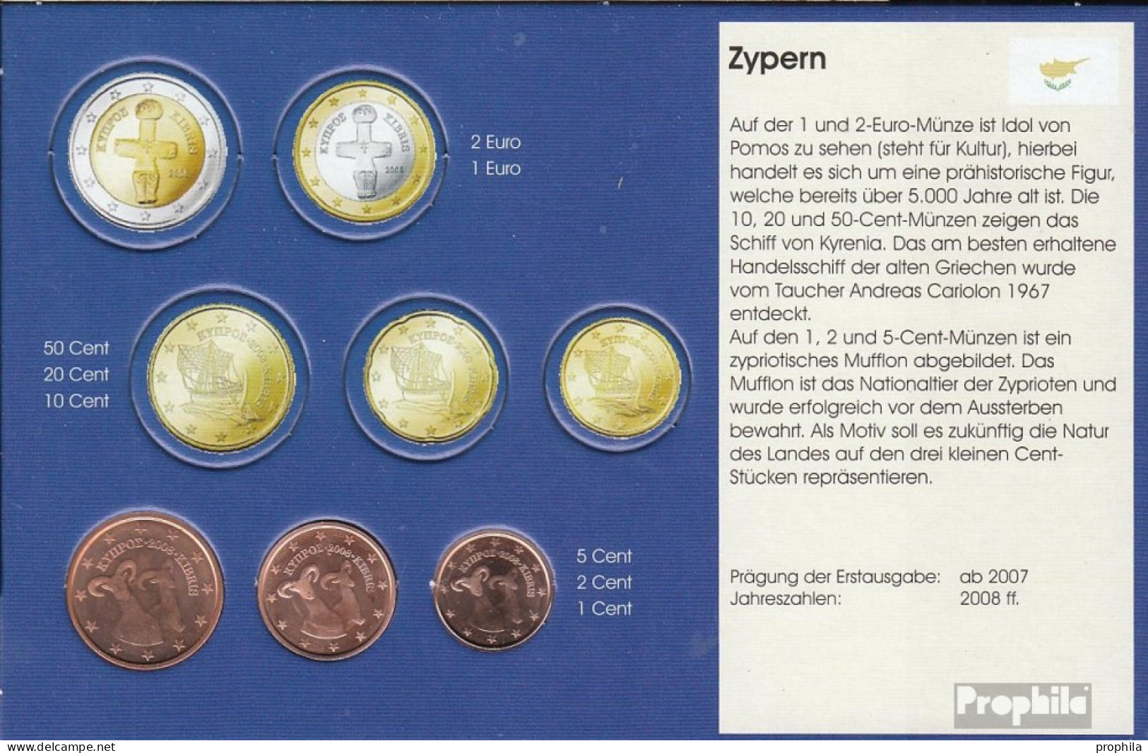 Zypern Z1- 3 2008 Stgl./unzirkuliert 2008 1,2 Und 5 Cent Kursmünzen - Cyprus