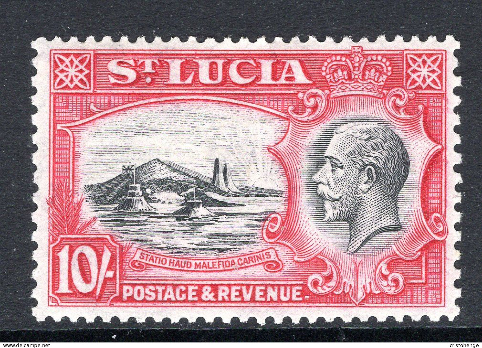 St Lucia 1936 KGV Pictorials - P.14 - 10/- Badge Of The Colony HM (SG 124) - St.Lucia (...-1978)