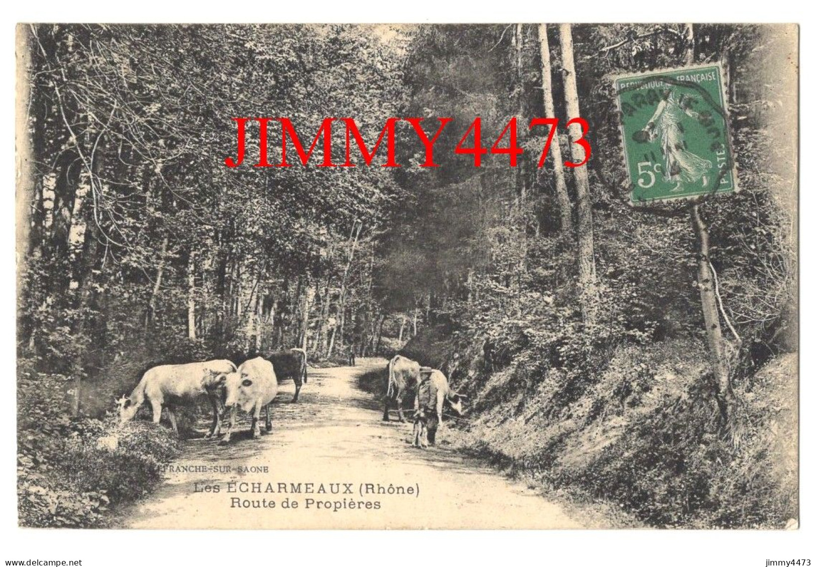 CPA - Les ECHARMEAUX En 1914 (Rhône) - Route De Propières ( Canton De Thizy ) - Thizy