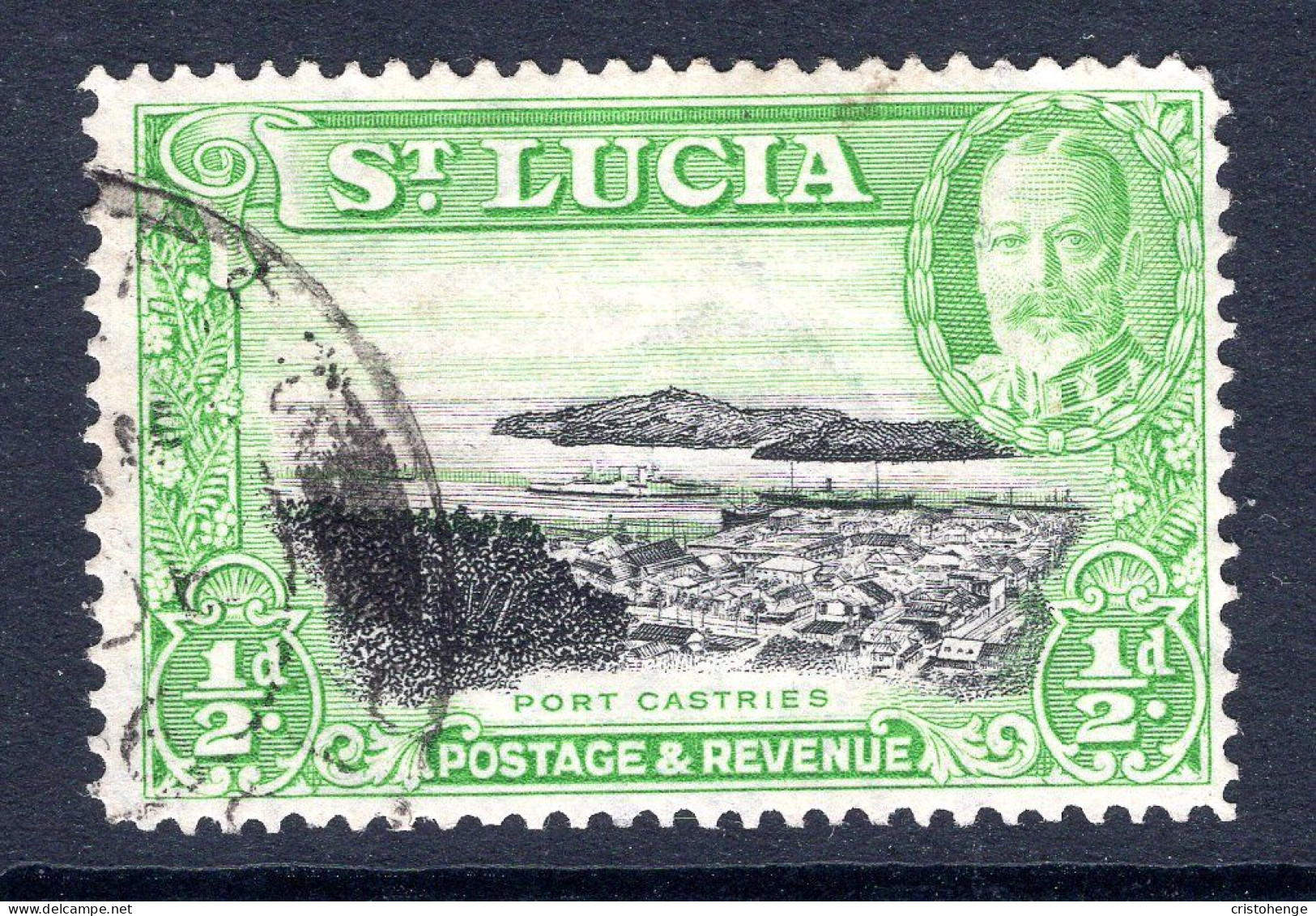 St Lucia 1936 KGV Pictorials - P.14 - ½d Port Castries Used (SG 113) - St.Lucia (...-1978)