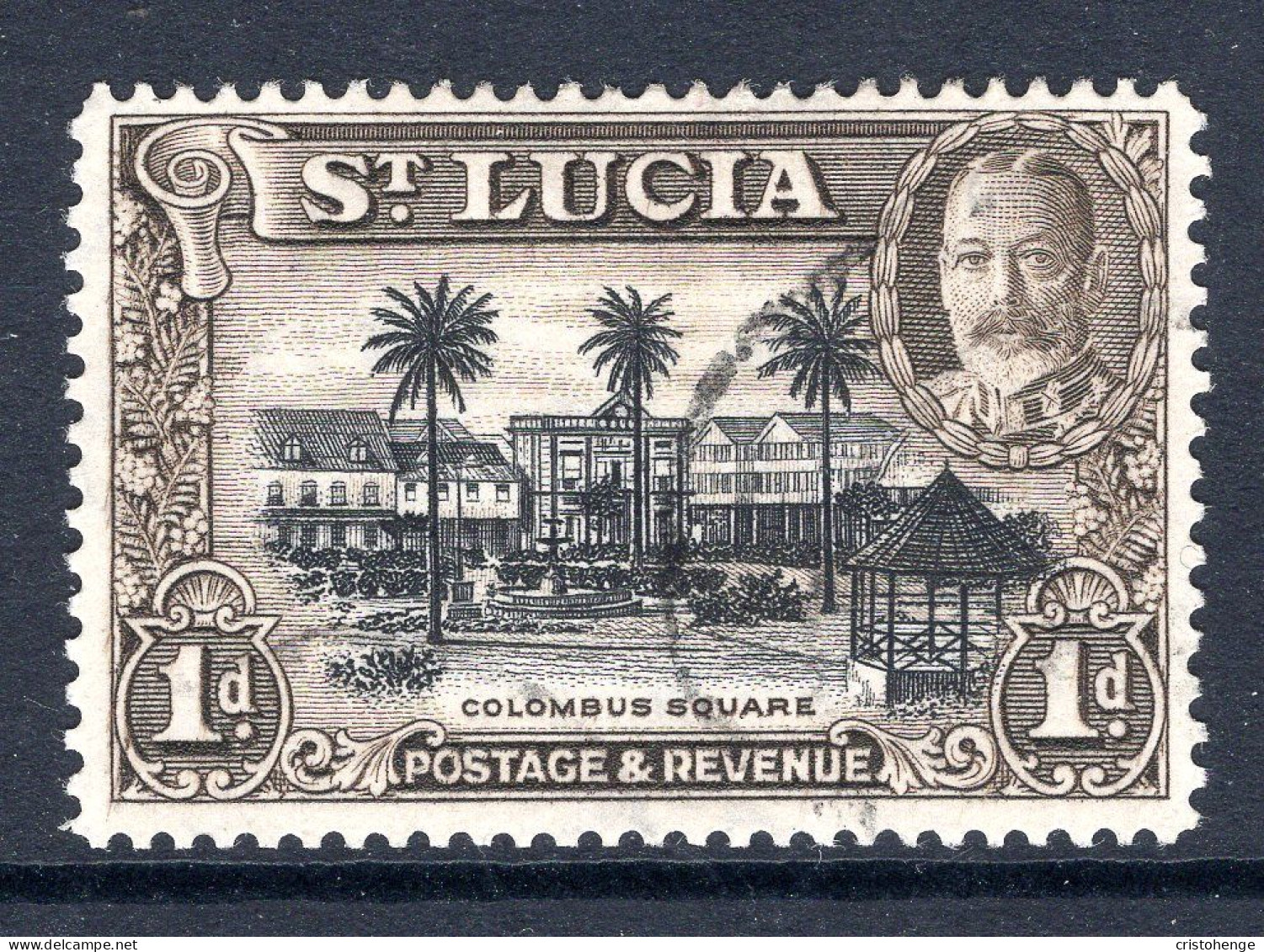 St Lucia 1936 KGV Pictorials - P.14 - 1d Columbus Square Used (SG 114) - Ste Lucie (...-1978)