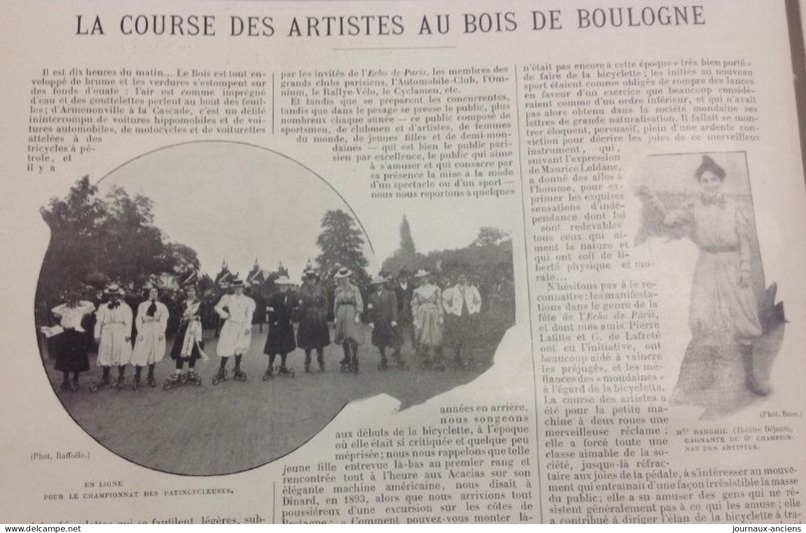 1898  LA COURSE DES ARTISTES - BOIS DE BOULOGNE - LES PATINCYCLEUSES - TRICYCLE CLÉMENT - LA VIE AU GRAND AIR - 1900 - 1949