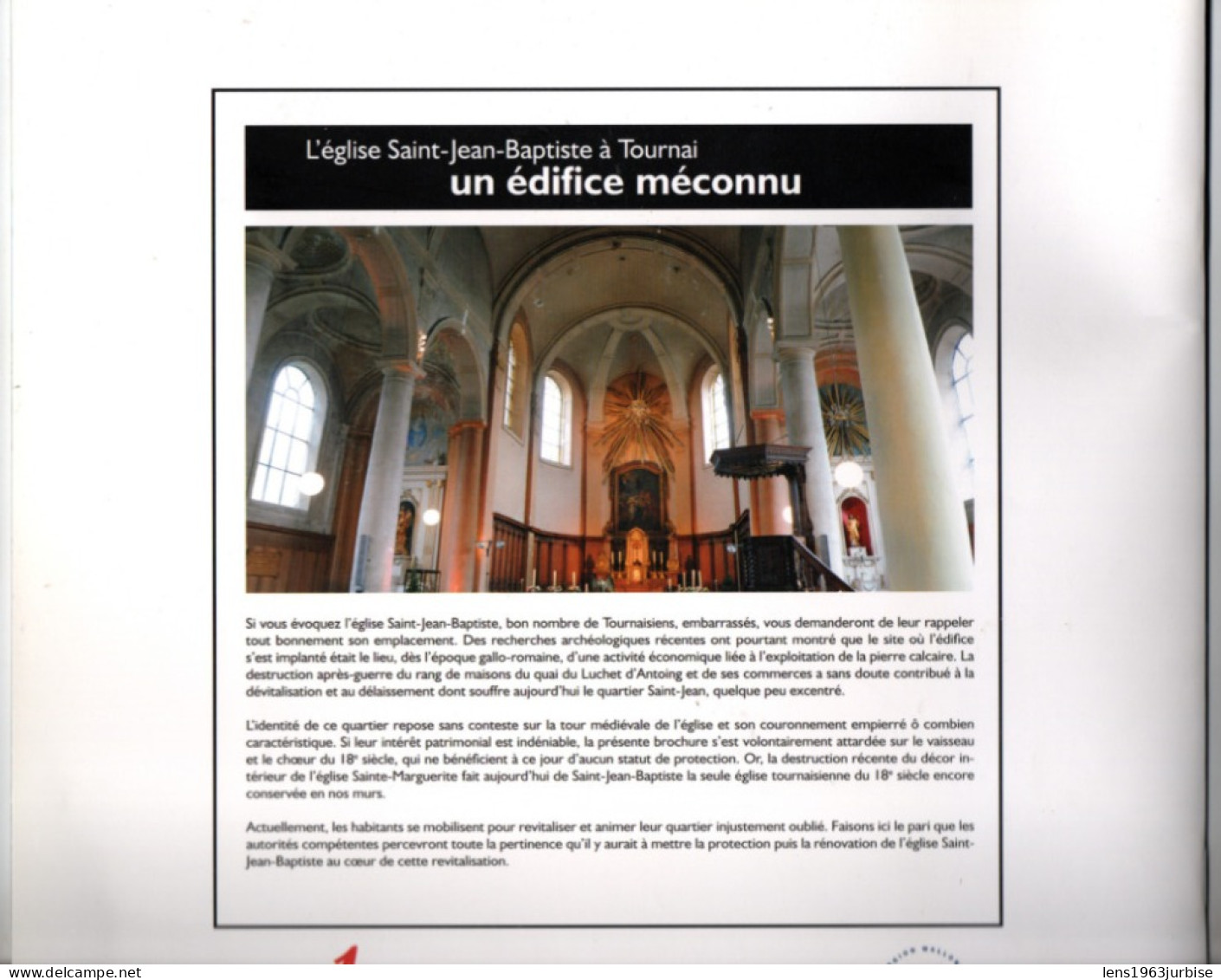 Un édifice Méconnu , L 'église Saint Jean Batiste à Tournai , Edwige Colin , Benoît Dochy , 24 Pages ( 2015 ) - Belgique