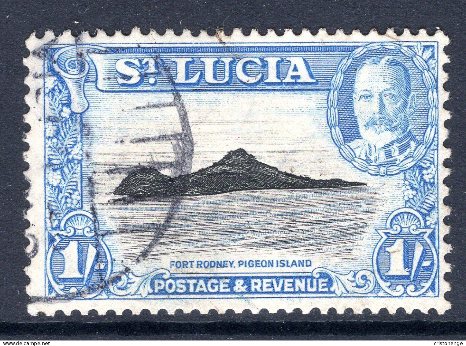 St Lucia 1936 KGV Pictorials - P.14 - 1/- Fort Rodney, Pigeon Island Used (SG 121) - St.Lucia (...-1978)