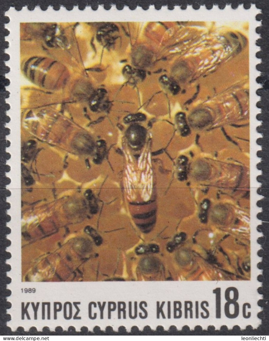 1989 Zypern, ** Mi:CY 725, Sn:CY 732, Yt:CY 723, Sg:CY 751, European Honeybee (Apis Mellifica), Bienen - Honingbijen