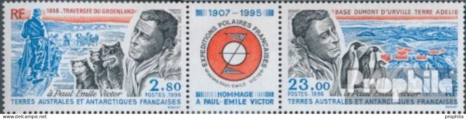 Französ. Gebiete Antarktis 351-352 Dreierstreifen (kompl.Ausg.) Postfrisch 1996 Paul Emile Victor - Neufs