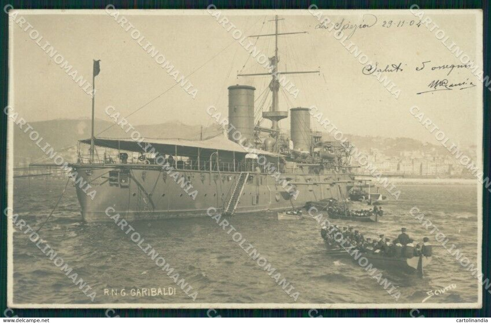 La Spezia Città Regia Nave Garibaldi Sciutto Foto Postcard Cartolina KF3327 - La Spezia