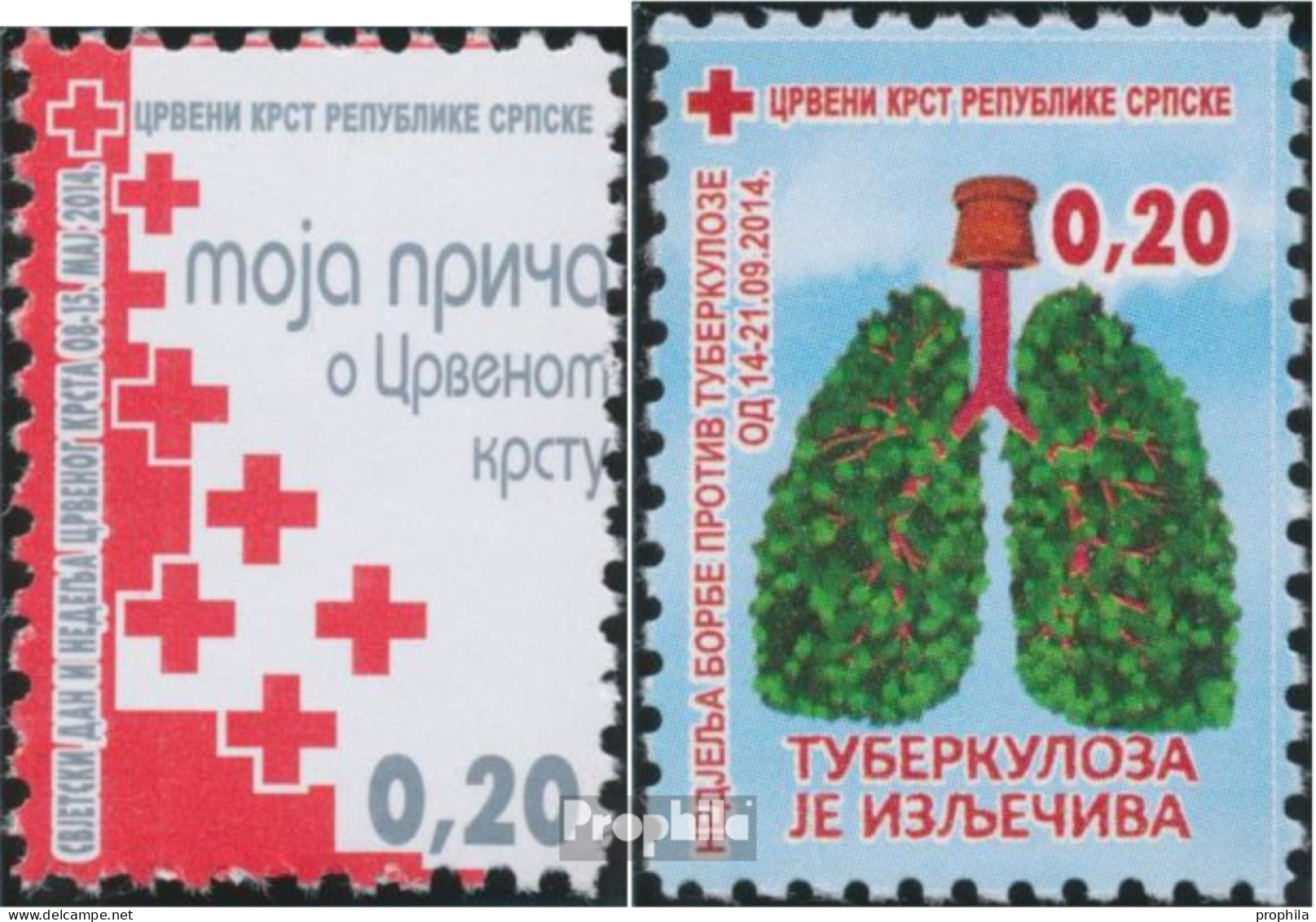 Bosnien - Serbische Republ. Z34A,Z35A (kompl.Ausg.) Zwangszuschlagsmarken Postfrisch 2014 Rotes Kreuz - Serbia