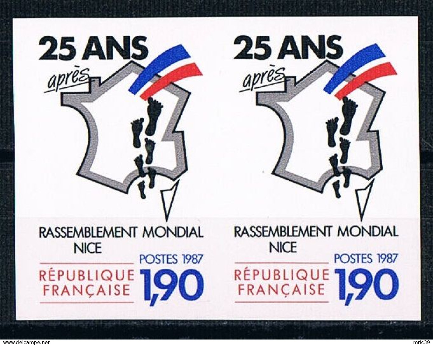 France 1987 N° 2481 Paire  Non Dentelé  IMP Neuf MNH **  Rassemblement Mondial Nice Des Pieds-noirs - 1981-1990