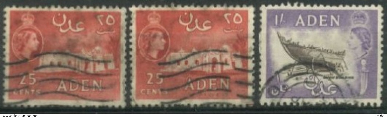 YEMEN.- ADEN STAMPS SET OF 3 INCLUDING ONE OF HIGH VALUE, USED. - Yémen