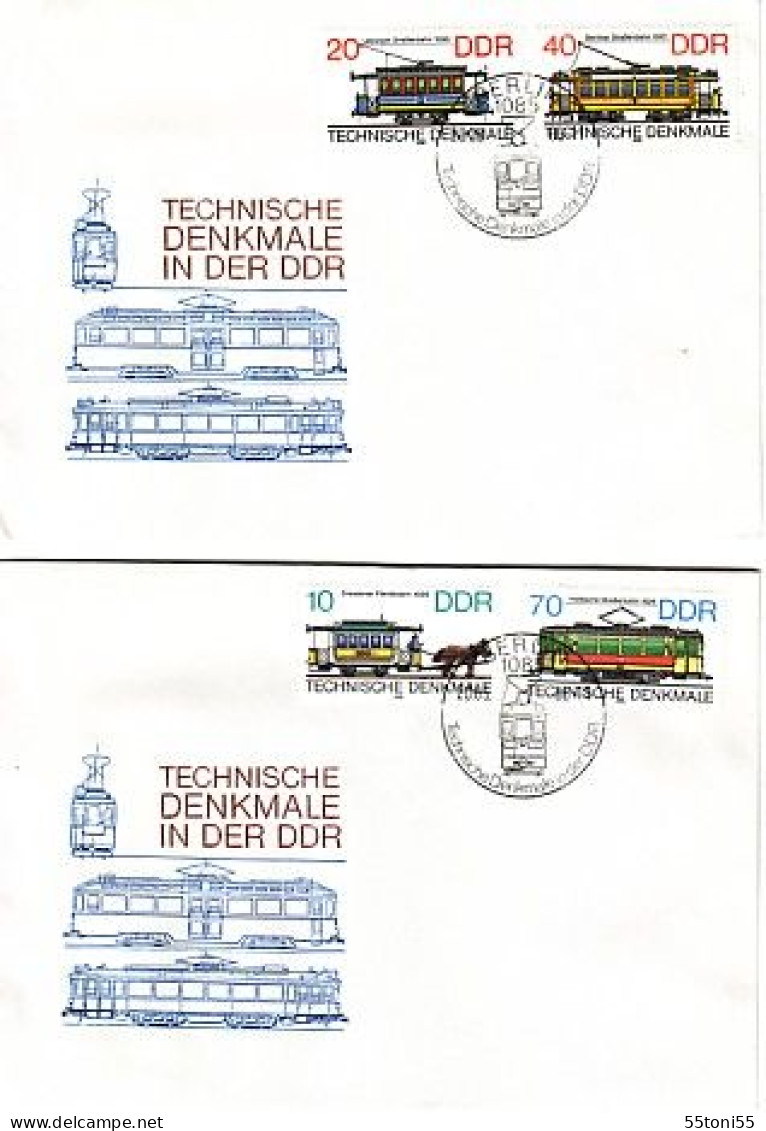 1986 -Transport  TRAM (TRAMWAY )   2  FDC   DDR ( Germany ) - Tramways