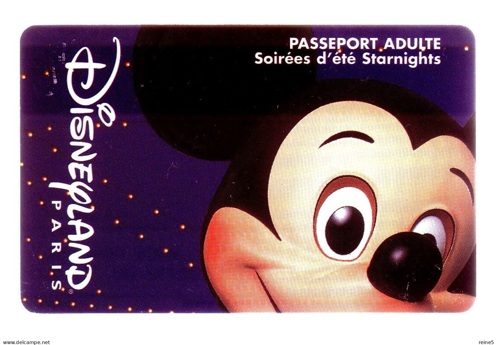 PASSEPORT ADULTE MICKEY SOIREES D'ETE STARNIGHTS DISNEYLAND PARIS -TRES BON ETAT -REF-PASS DISNEY-14 - Toegangsticket Disney