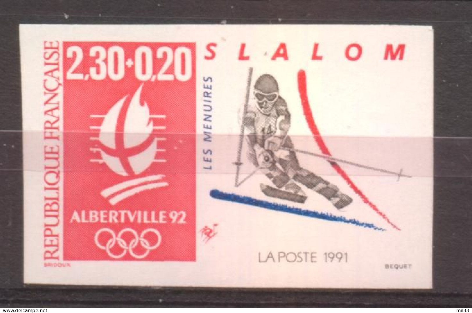 JO D'Albertville Slalom YT 2676 De 1991 Sans Trace Charnière - Unclassified