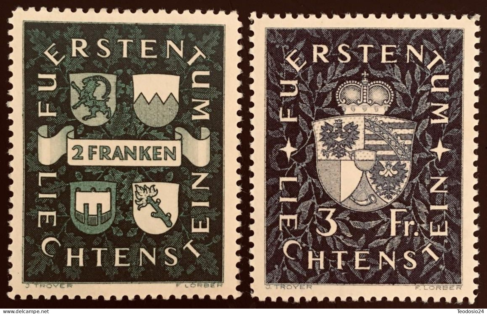 Liechtenstein 1939  Yvert  159 ** 160 * - Ongebruikt