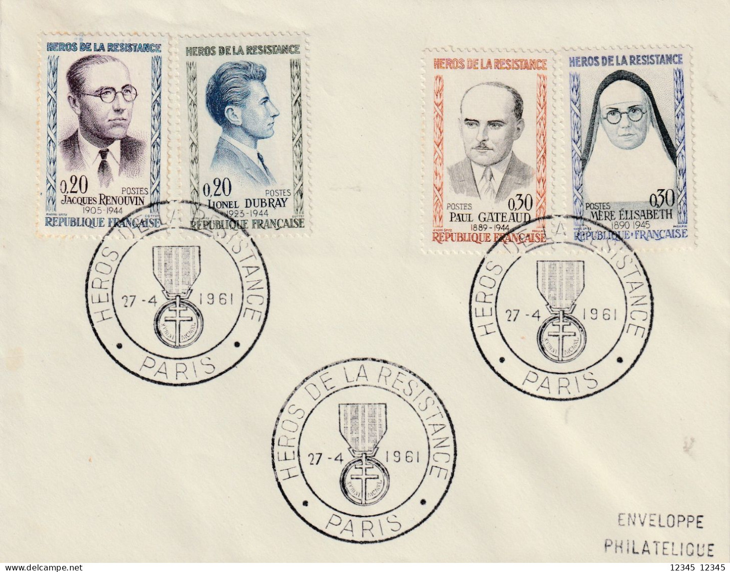 Frankrijk 1961, Enveloppe Philatelique (Heros De La Resistance) - Storia Postale