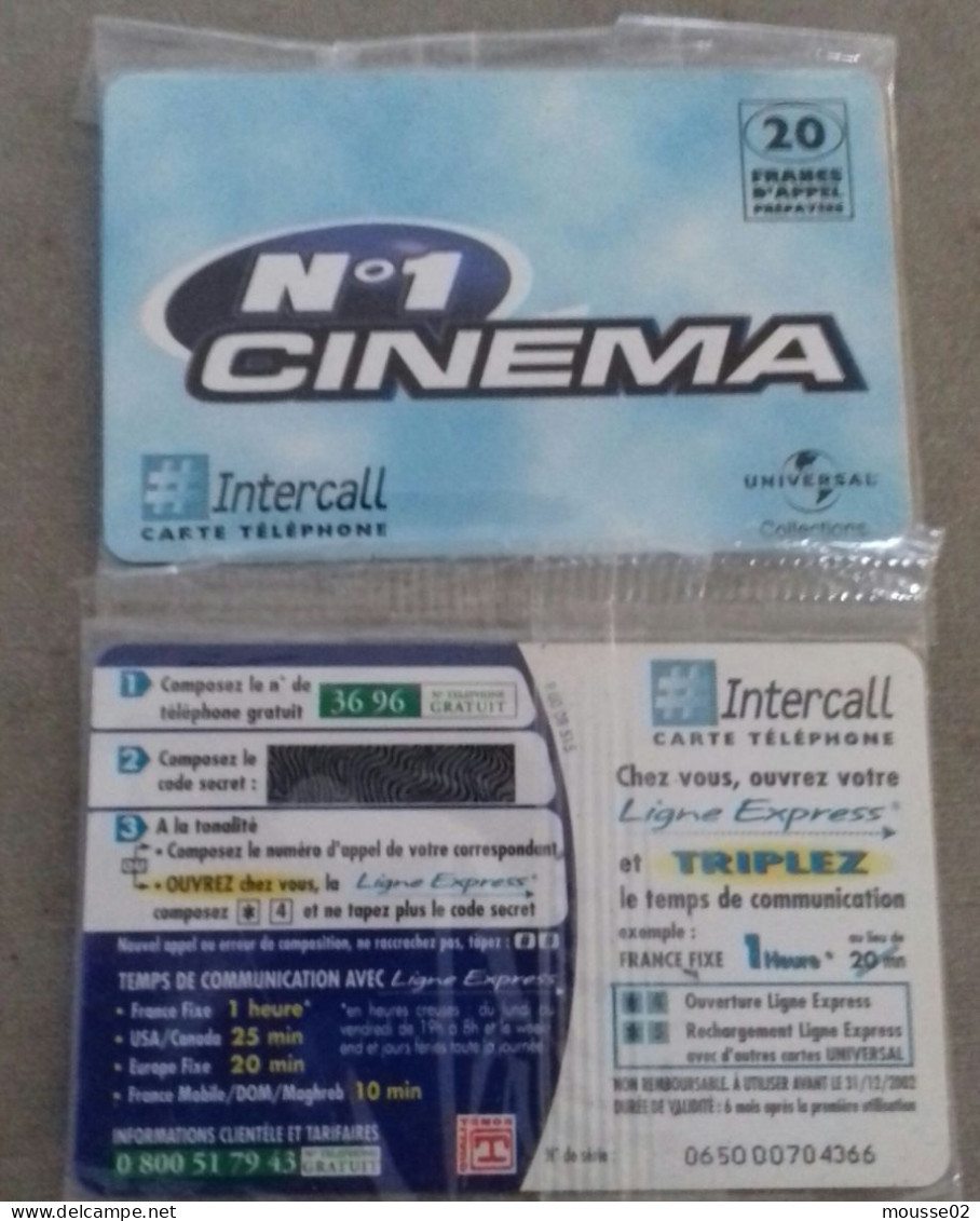 CARTE PRE PAYÉE     INTERCALL  CINEMA  NUMERO  1  DU 31 / 12 /  2002 NEUVE SOUS BLISTER - Autres & Non Classés