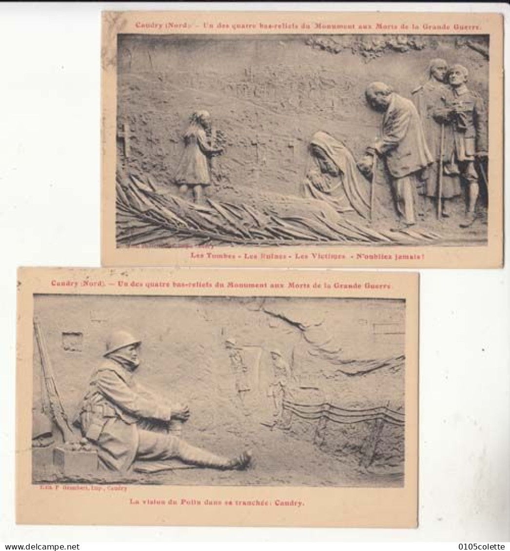 2 Cartes France 59 - Caudry - Bas Reliefs Du Monument Aux Morts De La Grande Guerre -  PRIX FIXE - ( Cd073) - Caudry