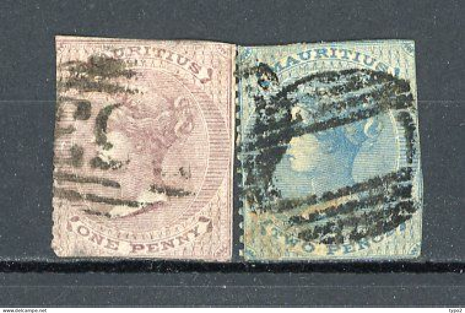 MAURICE : Yv. N° 23,24 SB N° 46,47  (o)  1p, 2P  Cote 65 Euro D 2 Scans - Mauritius (...-1967)