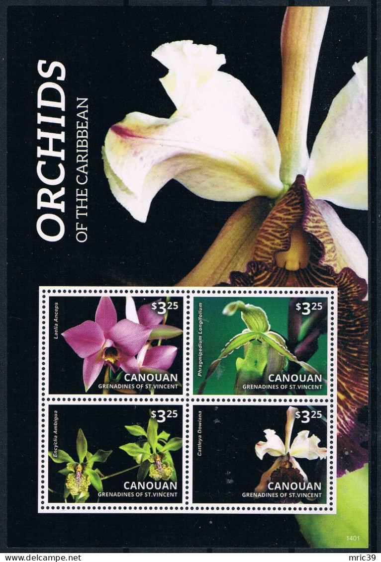 Bloc Sheet Fleurs Orchidées Flowers Orchids  Neuf  MNH ** Canouan  2014 - Orchideen