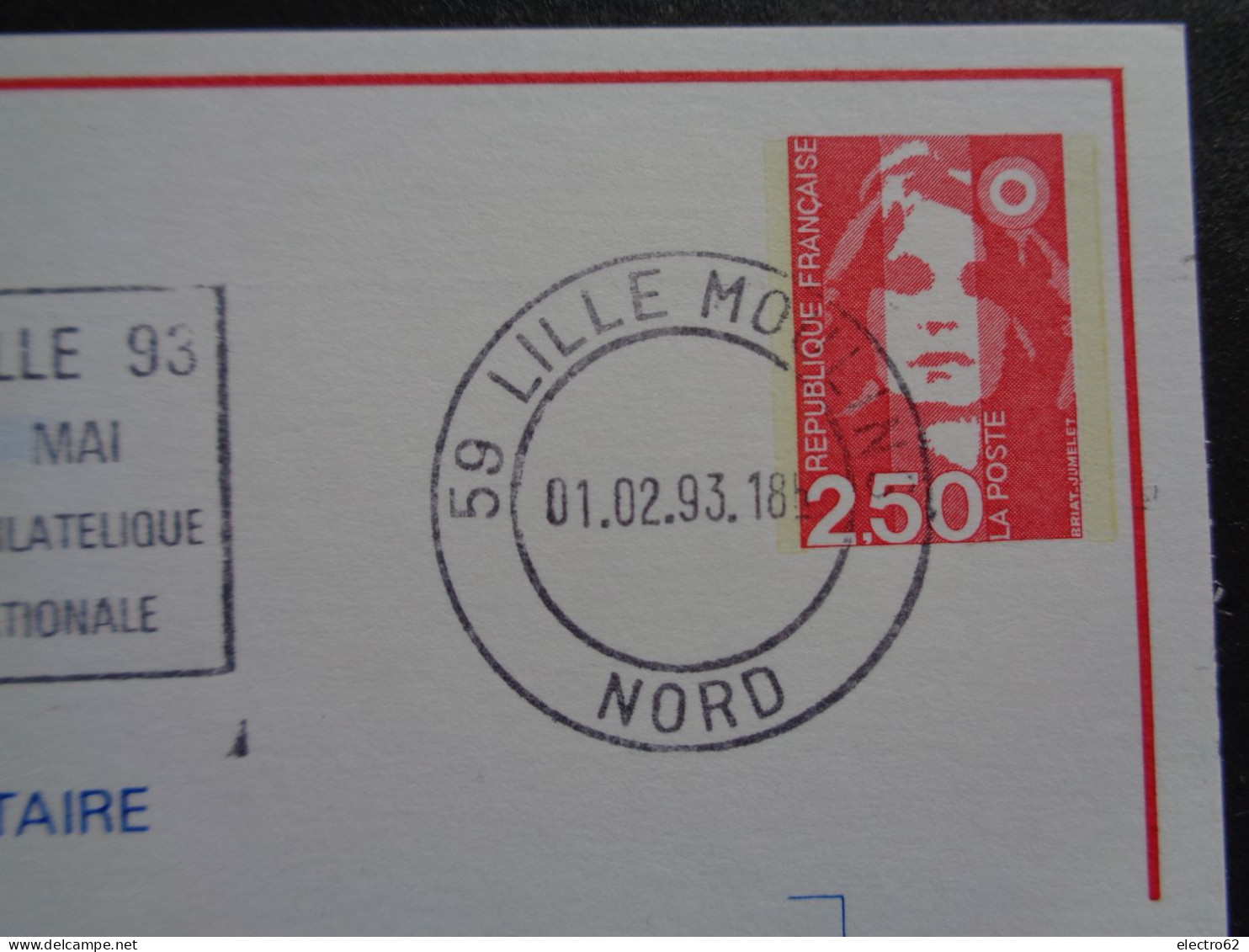 Carteposte 66 Congrés Philatélique Exposition Nationale Lille Moulins NOREXPO Marianne Briat Bicentenaire 1993 - Briefmarkenausstellungen