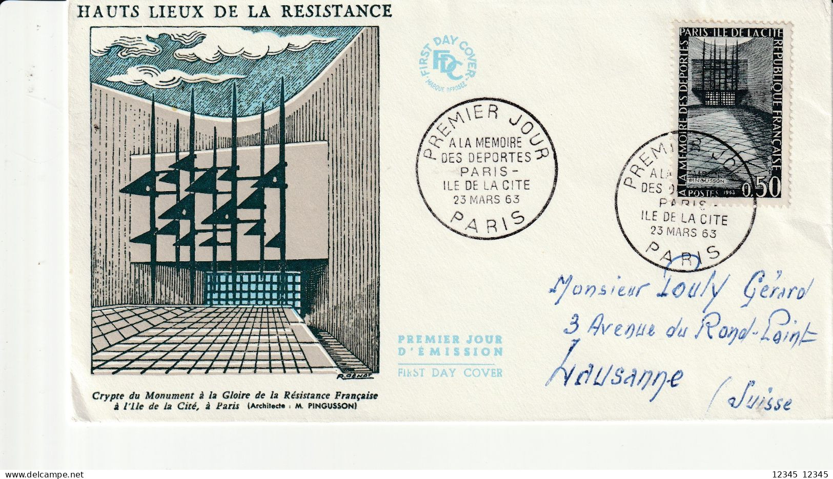 Frankrijk 1963, FDC Used, Crypt Of The Deportees In Paris - 1960-1969