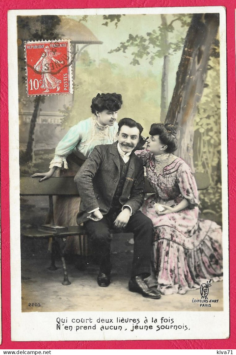 " Qui Court 2 Lièvres à La Fois  ...  "       1909 - Fairy Tales, Popular Stories & Legends