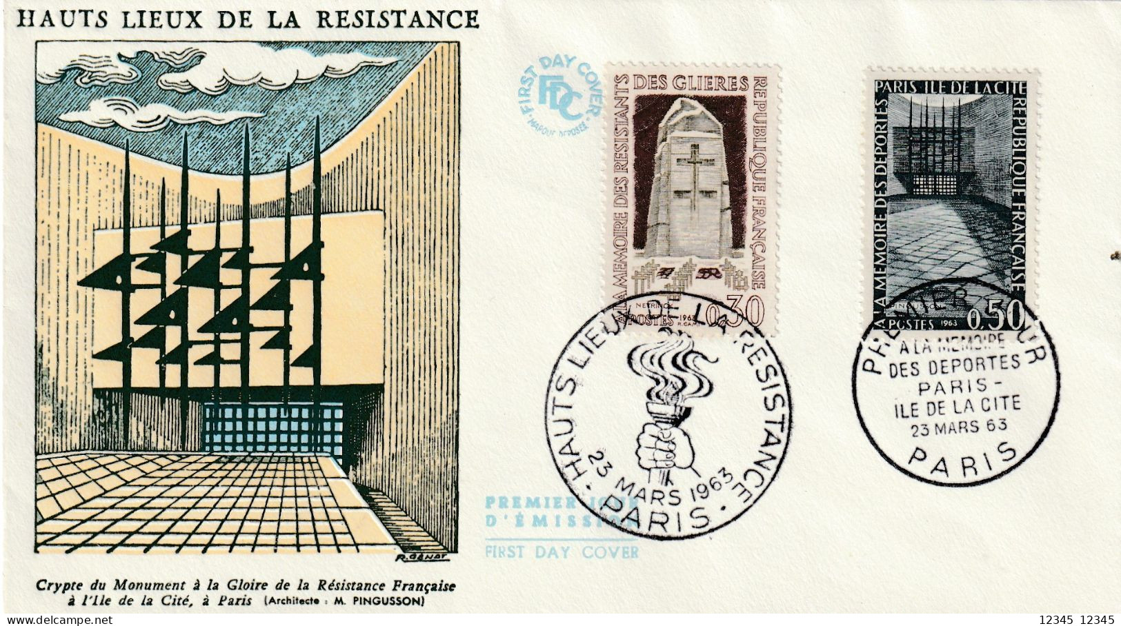 Frankrijk 1963, FDC Unused, Resistance. - 1960-1969