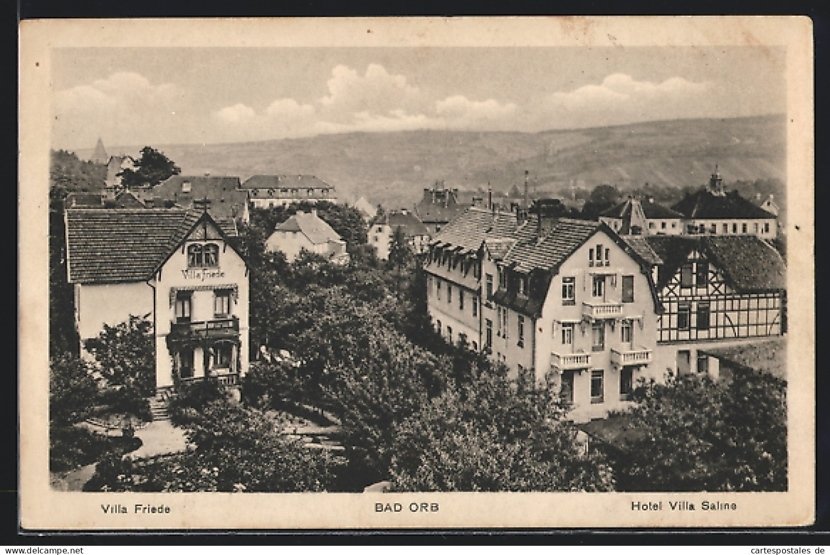 AK Bad Orb, Teilansicht Mit Villa Friede Und Hotel Saline  - Bad Orb