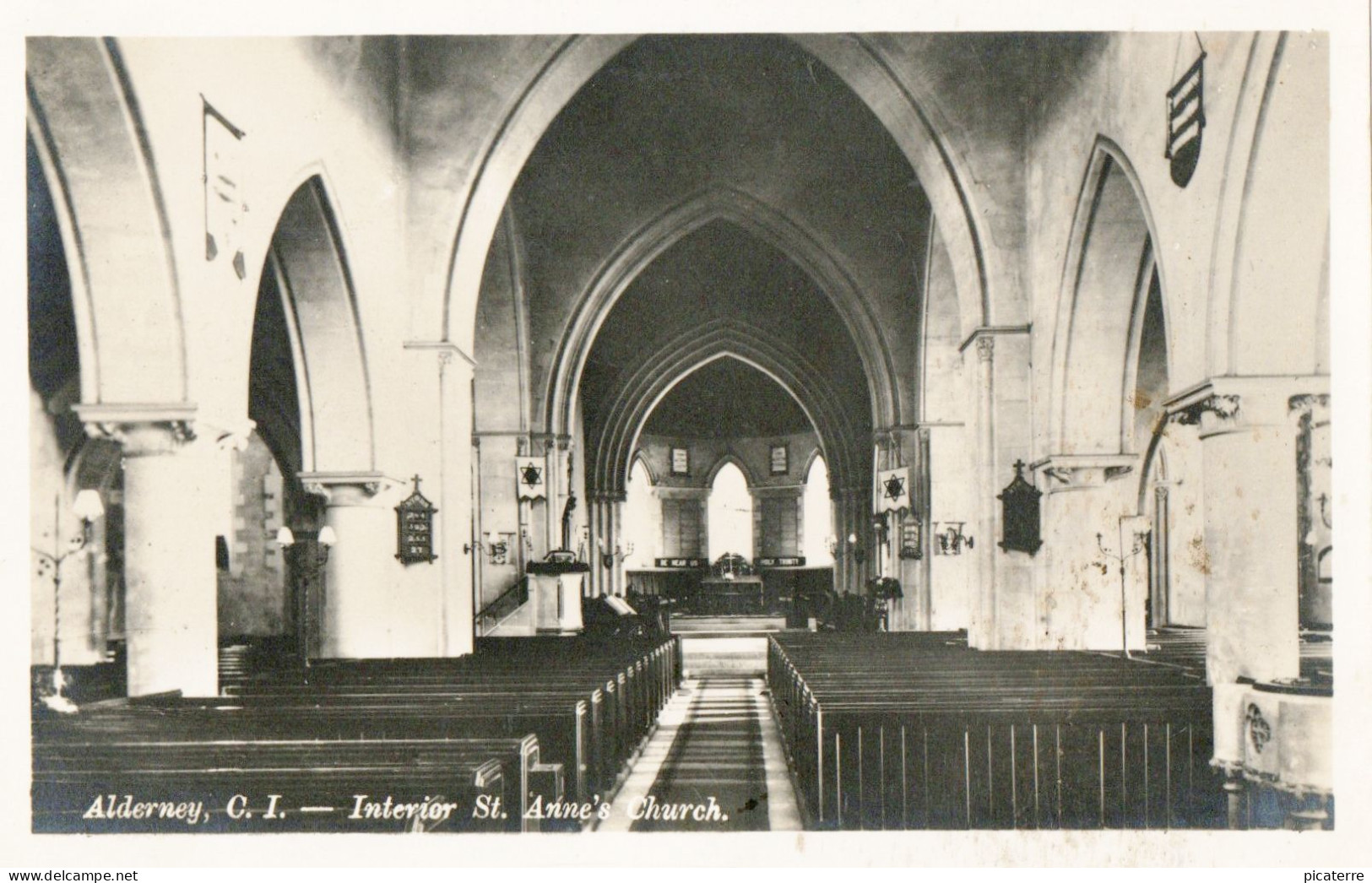 Alderney, C.I.-Interior Of St. Annes Church- Real Photograph-ile Aurigny,(Bought In Alderney 1/9/36 -written On Reverse) - Chiese E Cattedrali