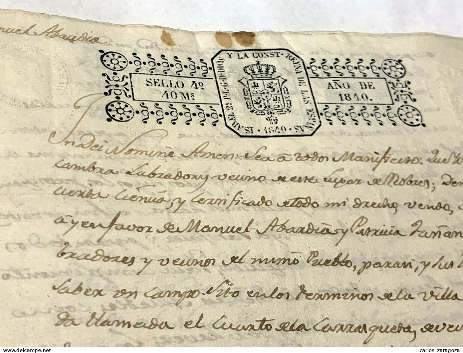 ESPAÑA 1840 — TIMBRE FISCAL, SELLOS DE 40 Ms — Pliego Completo, 4 Páginas — TIMBROLOGIA - Fiscales