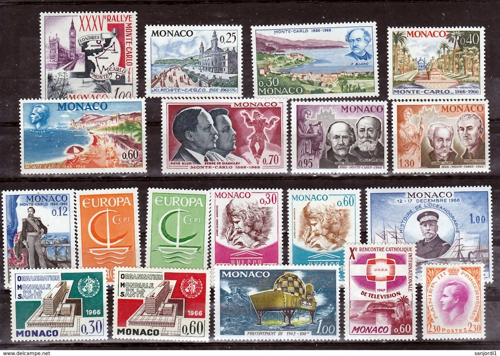 Monaco 1966 Année Complète Postes 677 à 707  Neuf ** TB  MnH  Sin Charnela Cote 28 - Annate Complete