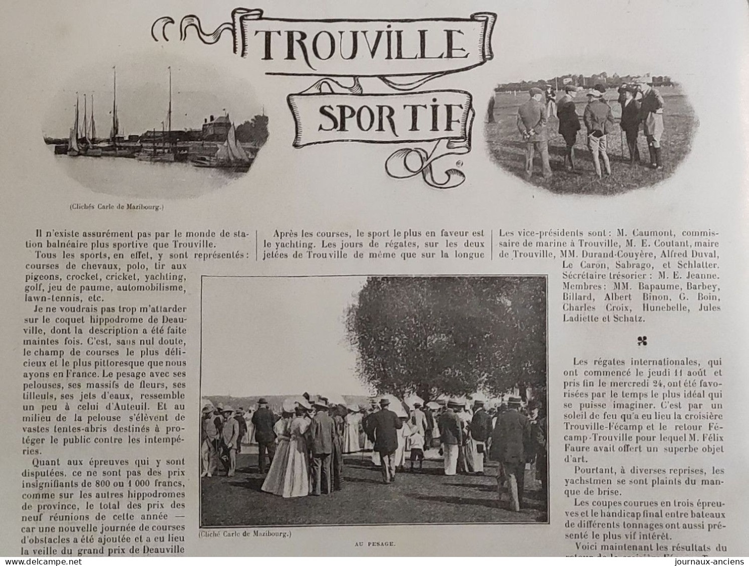 1898 TROUVILLE SPORTIF - DEAUVILLE - LE ROI DES BELGES - YACHTING - LA VIE AU GRAND AIR - Tijdschriften - Voor 1900