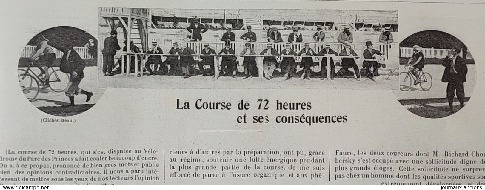 1898 CYCLISME LA COURSE DES 72 HEURES ET SES CONSÉQUENCES - VÉLODROME DU PARC DES PRINCES - LA VIE AU GRAND AIR - Zeitschriften - Vor 1900