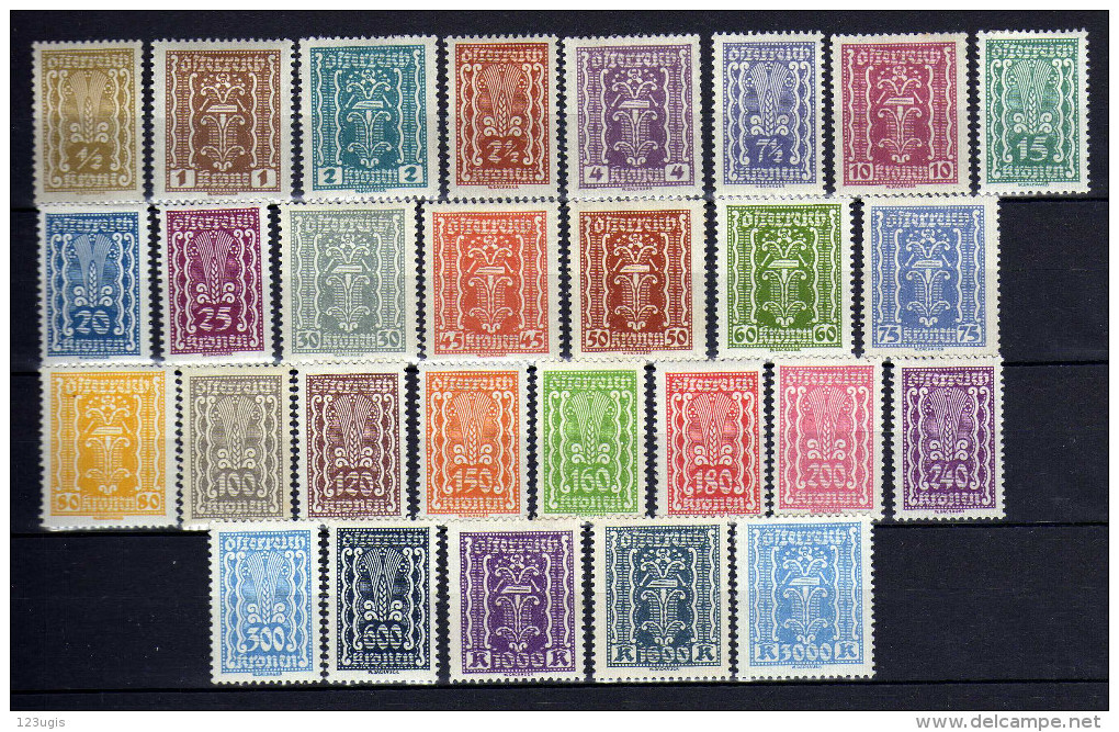 Österreich 1922 Mi 360-377; 380-381 383; 385; 387-388 * (365; 374; 376; 387 **) [200424XIV] - Unused Stamps