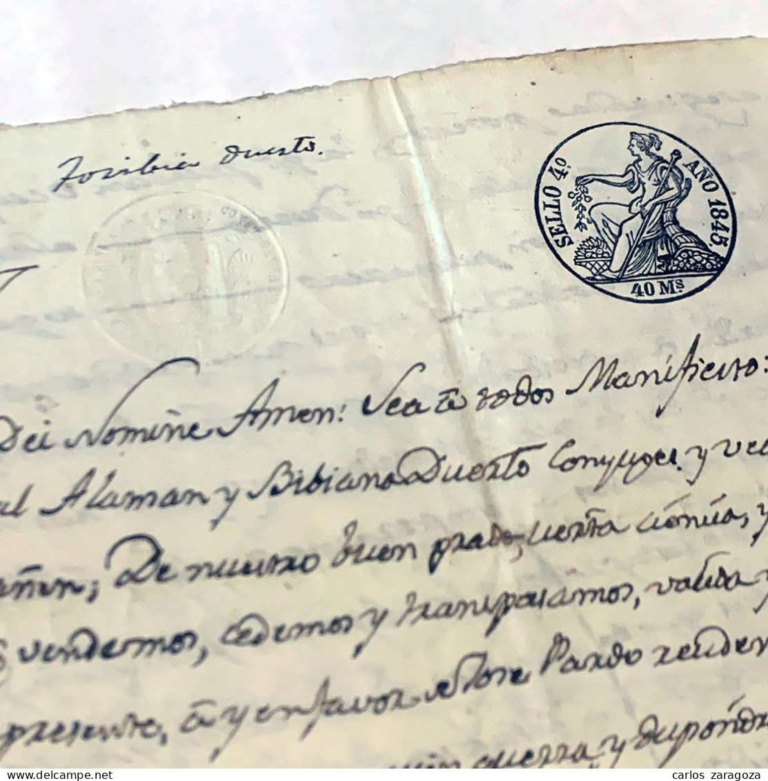 ESPAÑA 1845 — TIMBRE FISCAL, SELLOS DE 40 Ms — Pliego Completo, 4 Páginas — TIMBROLOGIA - Revenue Stamps
