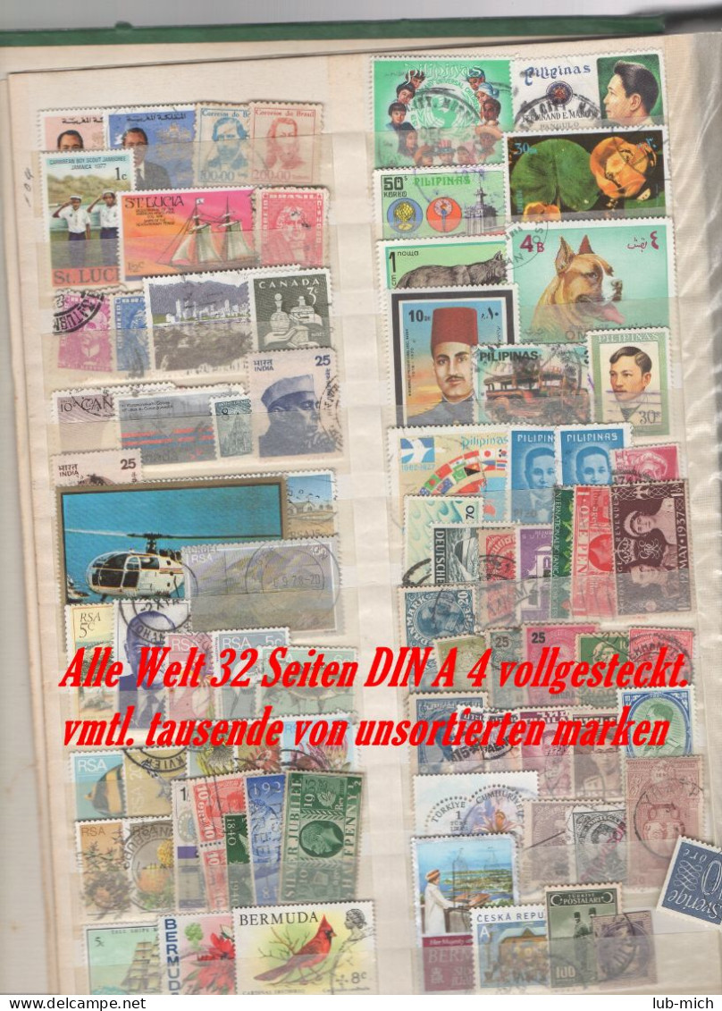 Alle Welt, Album Vollgestopft -32 Seiten DIN A 4, Völlig Undurchsucht  (AW ) - Lots & Kiloware (mixtures) - Min. 1000 Stamps