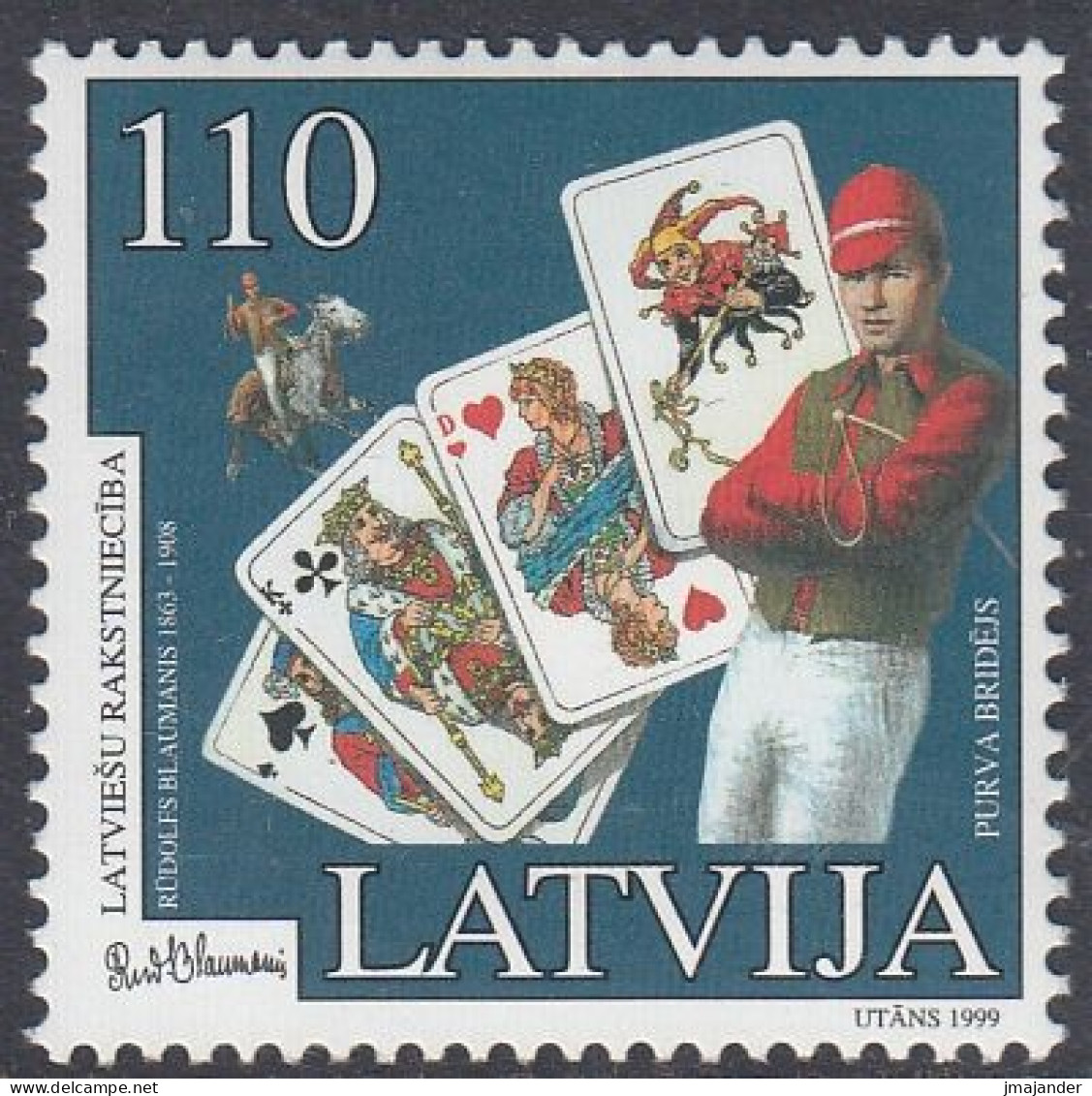 Latvia 1999 - Latvian Writer R. Blaumanis: Playing Cards - Mi 499 ** MNH [1837] - Letland