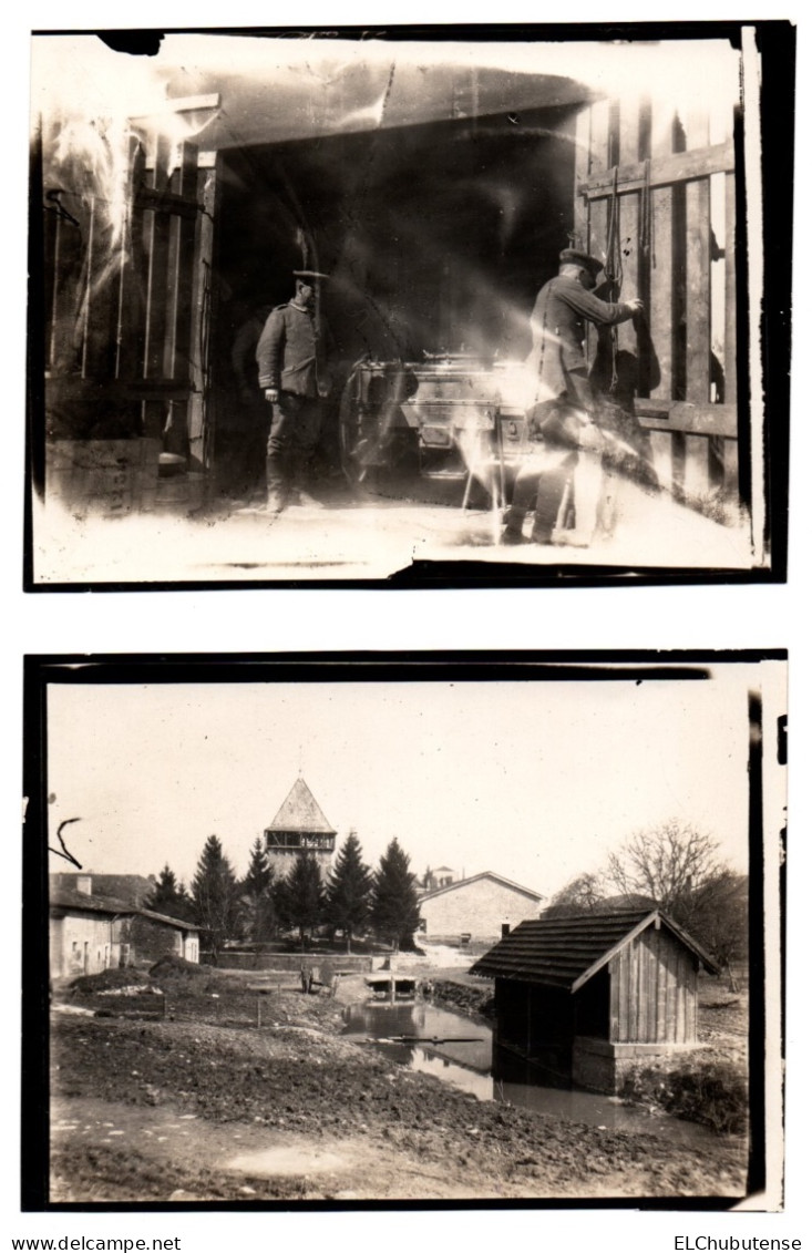 Lot Photos Soldats Allemands Ruines Tranchée Artillerie église Woël Hattonchâtel Côtes De Meuse Guerre 14-18 - Guerre, Militaire